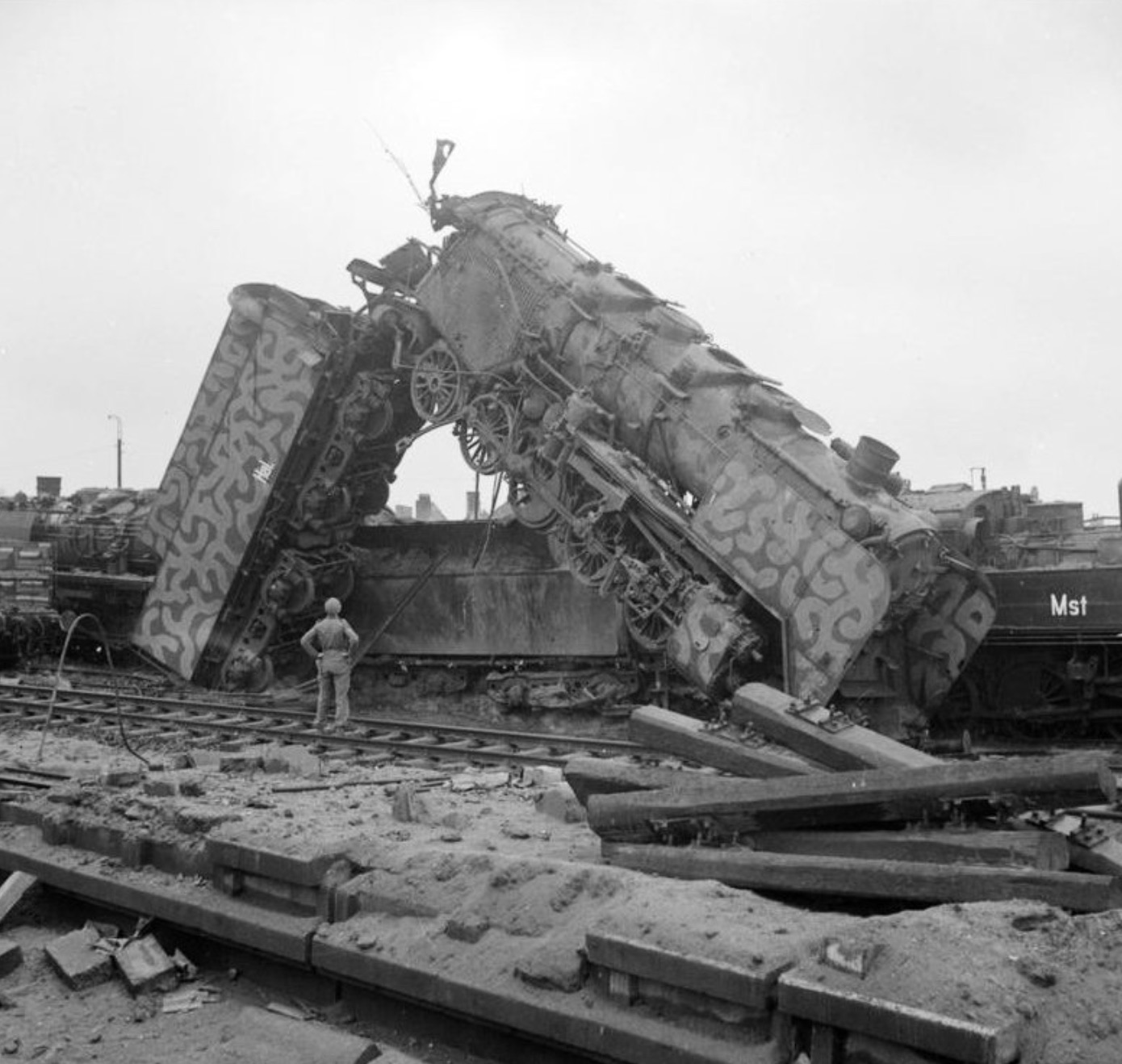 A bombed German train
